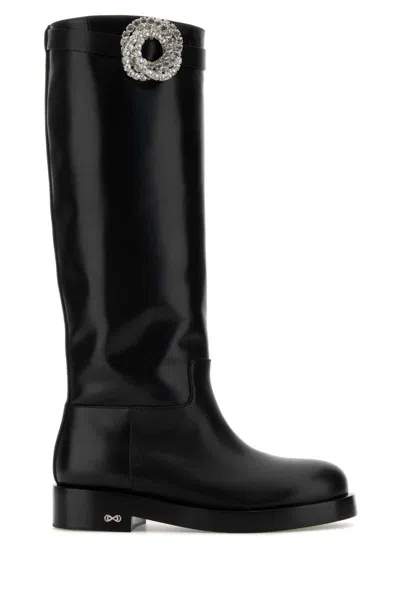 MACH&MACH BLACK LEATHER GALAXY BOOTS