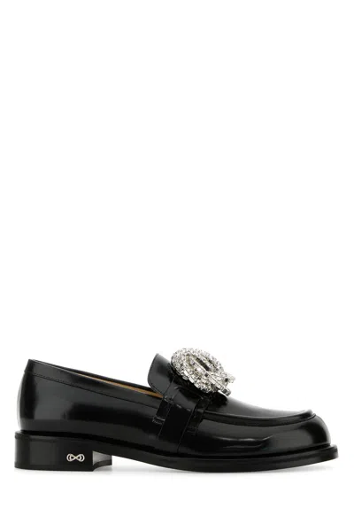 Mach&mach Black Leather Galaxy Loafers