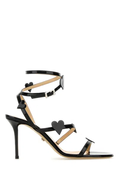 Mach&mach Heart Embellished Open Toe Sandals In Black