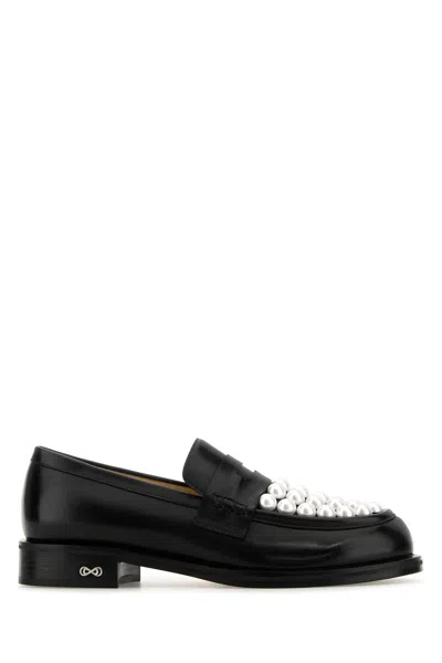 MACH&MACH BLACK LEATHER SIRENE LOAFERS