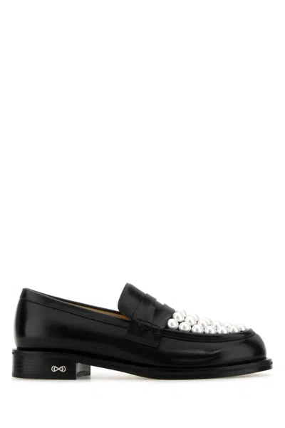 MACH&MACH BLACK LEATHER SIRENE LOAFERS