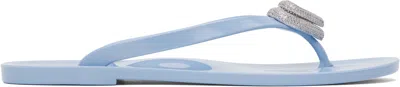 MACH&MACH BLUE DOUBLE HEART FLIP-FLOPS