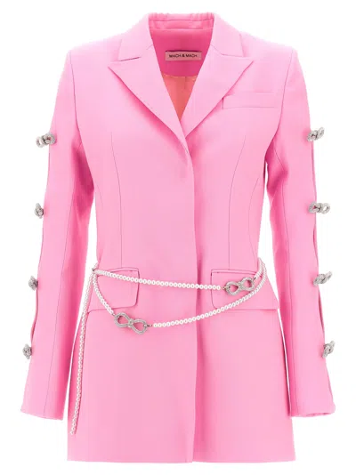 Mach & Mach Bow And Pearl Blazer Dress Dresses In Pink