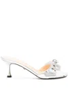 Mach&mach Bow-detail Metallic Mules In Silver