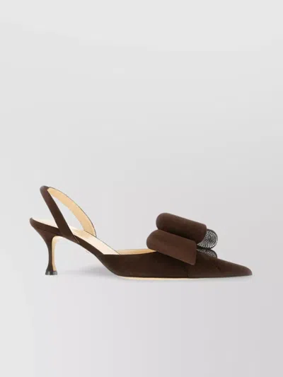 Mach&mach Bow Detail Suede Leather Pumps In Brown