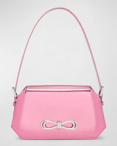 Mach&mach Bow Metallic Leather Shoulder Bag In Dirty Pink