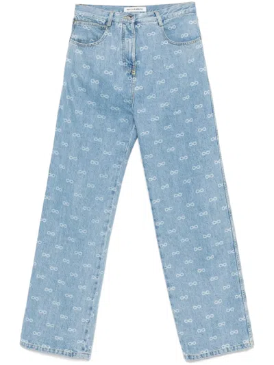 Mach&mach Bow Monogram Jeans In Multicolor