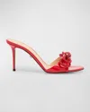 Mach&mach Bow Patent Leather Mule Sandals In Red