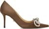Mach&mach Brown Double Bow Satin Heels In Brown
