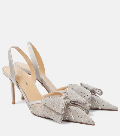 Mach&mach Cadeau 85 Embellished Slingback Pumps In Grey