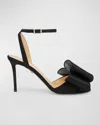 Mach&mach Satin Le Cadeau Sandals With Double Bow In Black