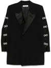 Mach&mach Crystal-bow Cut-out Mini Blazer Dress In Black