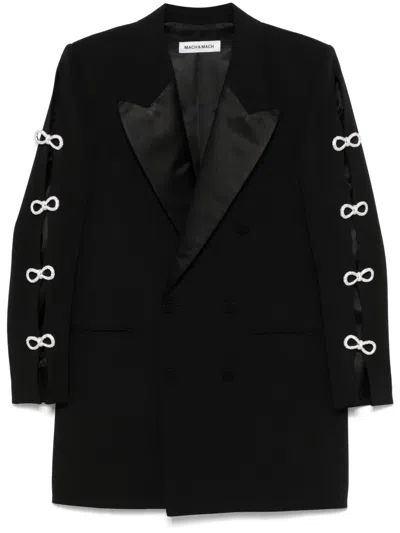 Mach&mach Crystal-bow Cut-out Mini Blazer Dress In Black