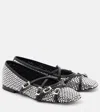Mach&mach Crystal Net Square Toe Ballerinas With Straps 10mm By Mach In Black