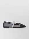 Mach&mach Crystal Flower Embellished Mesh Ballet Flats