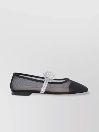 MACH&MACH CRYSTAL EMBELLISHED MESH POINTED TOE FLATS