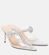 Mach&mach Crystal Flower Embellished Pvc Pumps In Silver
