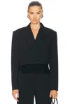 Mach&mach Crystal Fringe Cropped Blazer In Black