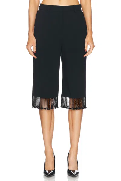 Mach&mach Crystal Fringe Long Shorts In Black