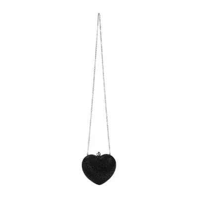 Mach&mach Crystal Heart Hotfix Small Clutch In Black