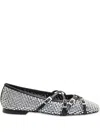Mach&mach Crystal Net Square Toe Ballerinas With Straps 10mm By Mach In Black