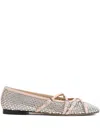 Mach&mach Ballet Flats With Crystal Embellishment And Adjustable Loops In 中性色