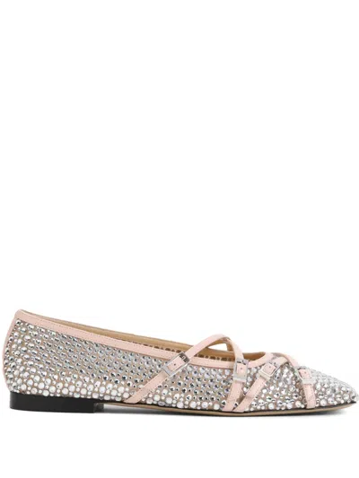 MACH&MACH CRYSTAL NET BALLET FLATS