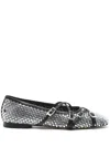 Mach&mach Crystal Net Square Toe Ballerinas With Straps 10mm By Mach In Black
