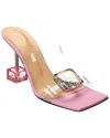 Mach&mach Crystal Square Vinyl & Leather Mule In Pink