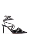 Mach&mach Crystal Studs Strappy Stiletto Pumps In Black