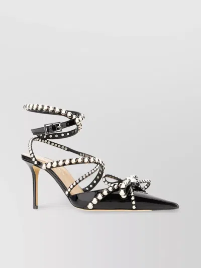 Mach&mach Crystal Studs Strappy Stiletto Pumps In Black