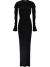 Mach&mach Womens Round-neck Bow-embellished Knitted Maxi Dress Black In Schwarz