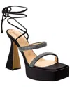 Mach&mach Devon Crystal-embellished Satin Platform Sandals In Black