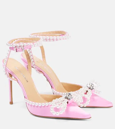 Mach&mach Pumps Double Bow 110 Aus Satin Mit Kristallen In Pink