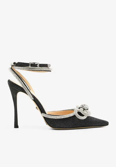 Mach&mach Double Bow 110 Glittered Pumps In Black