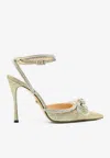 Mach&mach Double Bow 110 Glittered Pumps In Gold