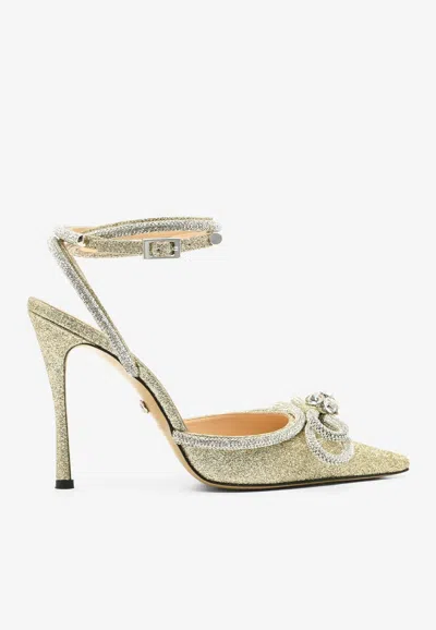 Mach&mach Double Bow 110 Glittered Pumps In Gold