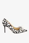Mach&mach Double Bow 85 Crystal Embellished Pumps In Black