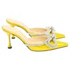 Mach&mach Double Bow 85mm Mules In Metallic Yellow Patent Leather In Yellow