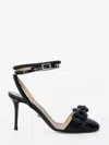Mach&mach Double Bow Strass Ankle-strap Pumps In Black