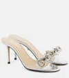 Mach&mach Double Bow Satin Strass Mule Sandals In Silver