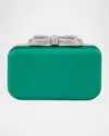 Mach&mach Double Bow Embellished Satin Clutch Bag In Emerald Green