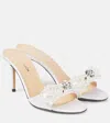 Mach&mach Double Bow Embellished Satin Mules In White