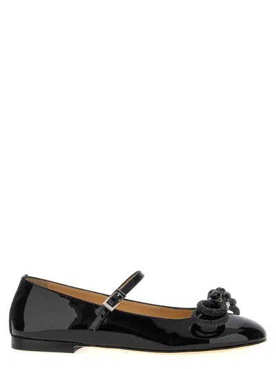 Mach&mach Round Toe Patent Leather Ballerina Shoes In Black