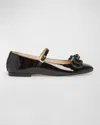 Mach&mach Double Bow Patent Mary Jane Flats In Black
