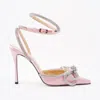 Mach&mach 105 Double Bow Crystal-embellished Satin Pumps In Pink