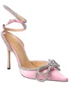 Mach&mach Double Bow Crystal-embellished Silk-satin Point-toe Pumps In Pink