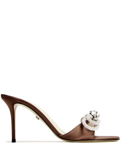 Mach&mach Brown 85mm Double Bow Heeled Sandals