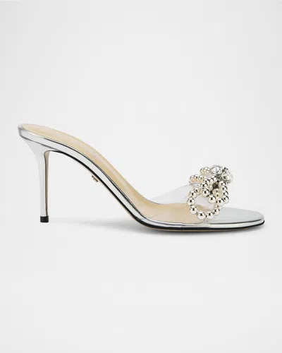 MACH&MACH DOUBLE BOW SATIN STRASS MULE SANDALS