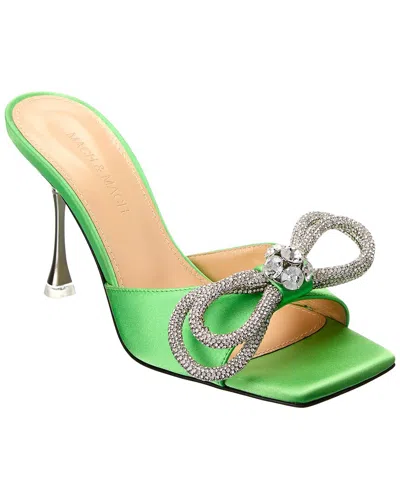 Mach & Mach Double Bow Square Satin Mule In Green